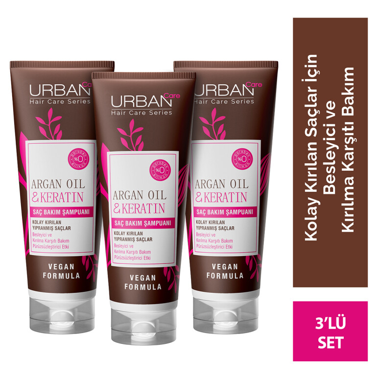 Argan Oil & Keratin Hair Care Shampoo x3 - 