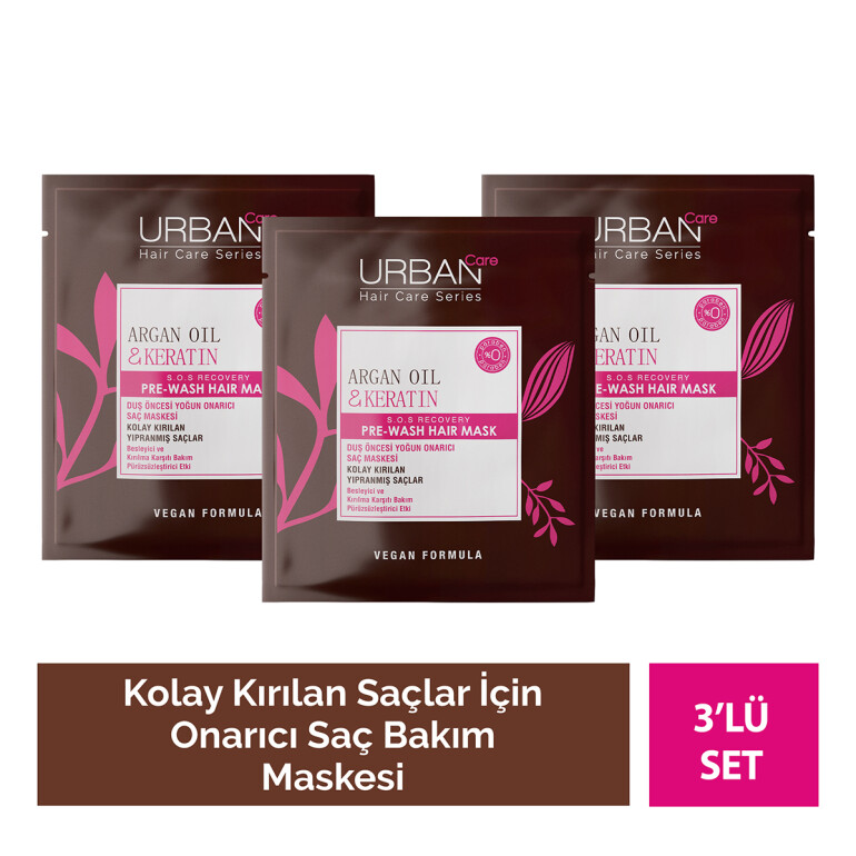 Argan Oil & Keratin Duş Öncesi Saç Bakım Maske Seti X3 - 