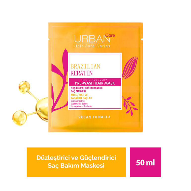 Brezilya Keratin Düzleştirici Etkili Duş Öncesi Saç Bakım Maskesi-50 ml - 1