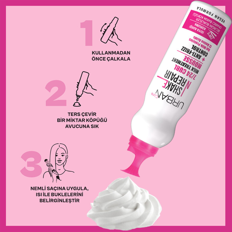 Shake N Repair 7/24 Special Hair Care Mousse for Frizzy & Curly Hair 150 ml – Vegan - 4