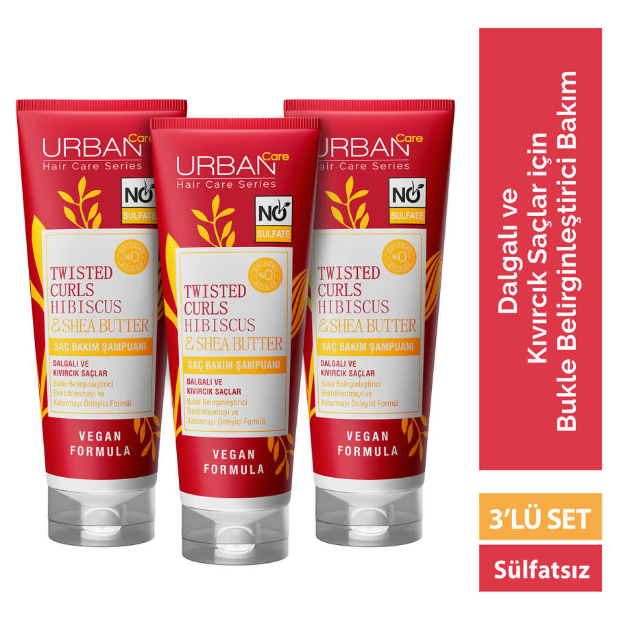 Twisted Curls Hibiscus & Shea Butter Saç Bakım Şampuanı Seti X3 - 1